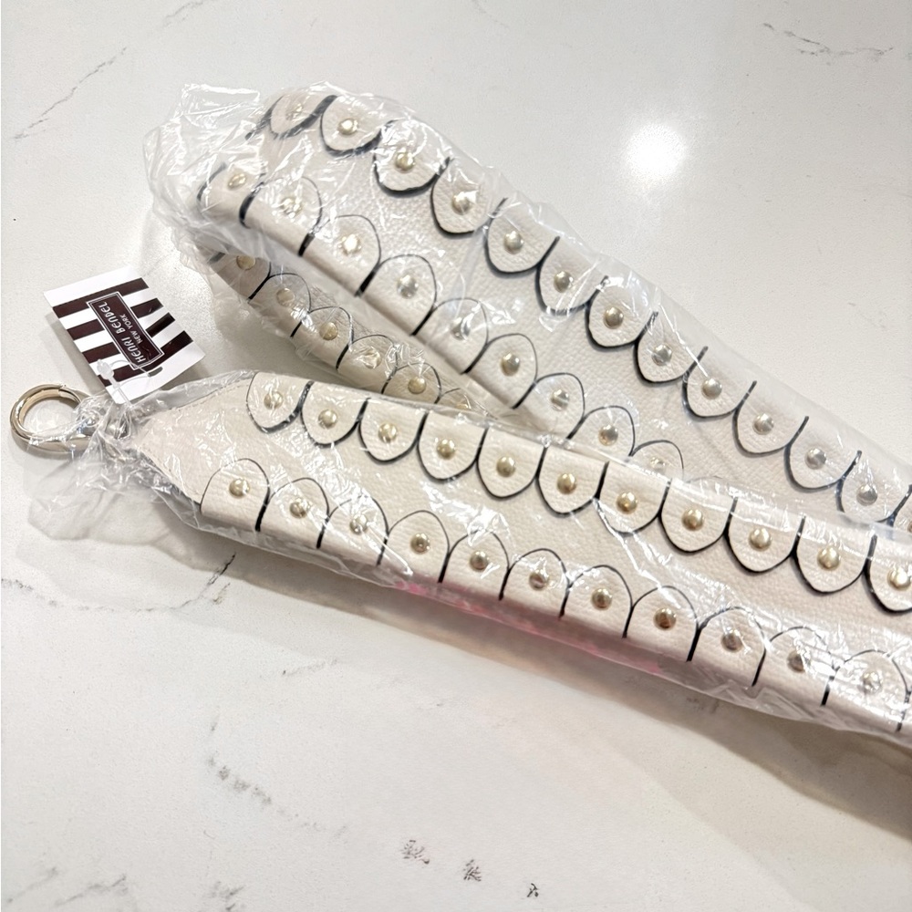 Henri Bendel Studded Scalloped Leather Guitar Bag Handle Strap